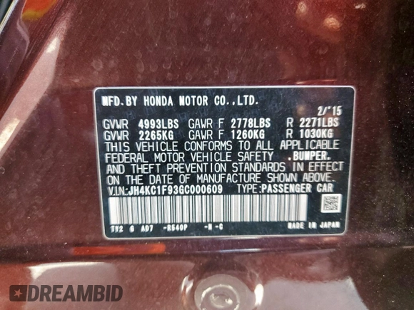 2016 Acura RLX Advance z VIN JH4KC1F93GC000609, wystawiony jako Copart lot #59809305 z przebiegiem 160 568 mil mil oraz Szkoda całkowita • Salvage title. Historia ofert i sprzedaży dostępna na DreamBid. Obrazek 12.