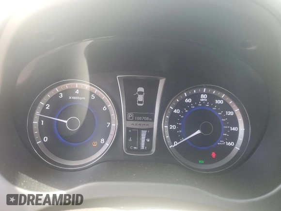 2012 Hyundai Azera with VIN KMHFH4JG3CA143735, listed as a Copart auction lot 52442055 with 108,708 mi miles and Salvage Title. Bid and sale history available at DreamBid. Image 9.