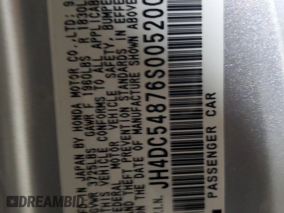2006 Acura RSX z VIN JH4DC54876S005200, wystawiony jako Copart lot #52744625 z przebiegiem 150 733 mil mil oraz Szkoda całkowita • Salvage title. Historia ofert i sprzedaży dostępna na DreamBid. Obrazek 13.