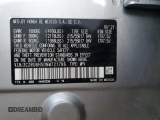 2022 Honda HR-V EX with VIN 3CZRU6H50NM721786, listed as a Copart auction lot 44167725 with 34,070 mi miles and Salvage Title. Bid and sale history available at carsss.com. Image 15.