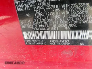 2012 Toyota RAV4 Sport с VIN 2T3WF4DV6CW118978, выставлен на аукционе IAAI как лот 41977724 с пробегом 117 243 миль миль и . История ставок и продаж доступна на DreamBid. Изображение 9.
