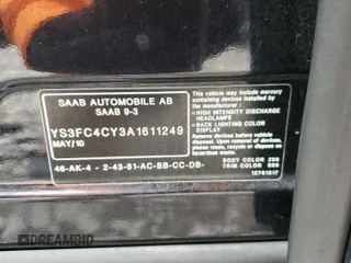 2010 Saab 9-3 Aero z VIN YS3FC4CY3A1611249, wystawiony jako Copart lot #85726884 z przebiegiem 154 352 mil mil oraz Szkoda całkowita • Salvage title. Historia ofert i sprzedaży dostępna na DreamBid. Obrazek 12.