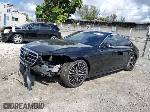 2022 Mercedes-Benz S-Class S 500 with VIN W1K6G6DB0NA148063, listed as a Copart auction lot 46621945 with 54,224 mi miles and Salvage Title. Bid and sale history available at carsss.com. Image 1.