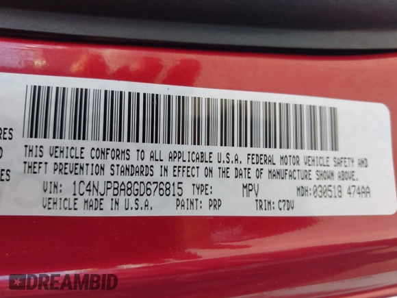 2016 Jeep Patriot Sport SE z VIN 1C4NJPBA8GD676815, wystawiony jako IAAI lot #42314216 z przebiegiem 150 564 mil mil oraz . Historia ofert i sprzedaży dostępna na DreamBid. Obrazek 9.