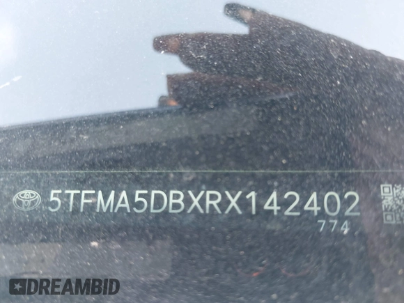 2024 Toyota Tundra 1794 Edition with VIN 5TFMA5DBXRX142402, listed as a IAAI auction lot 42063679 with 17,523 mi miles and . Bid and sale history available at DreamBid. Image 9.