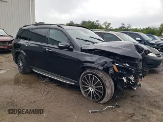 2022 Mercedes-Benz GLS 450 with VIN 4JGFF5KE1NA660141, listed as a Copart auction lot 48505284 with 25,671 mi miles and . Bid and sale history available at DreamBid. Image 4.