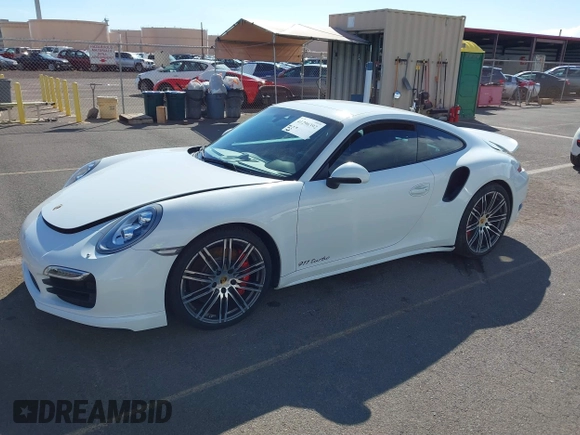 2015 Porsche 911 Turbo S with VIN WP0AD2A98FS167057, listed as a IAAI auction lot 41296392 with 1 mi miles. Bid and sale history available at carsss.com. Image 2.