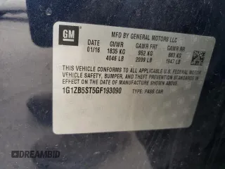 2016 Chevrolet Malibu LS with VIN 1G1ZB5ST5GF193090, listed as a Copart auction lot 51473815 with 67,227 mi miles and Salvage Title. Bid and sale history available at DreamBid. Image 13.