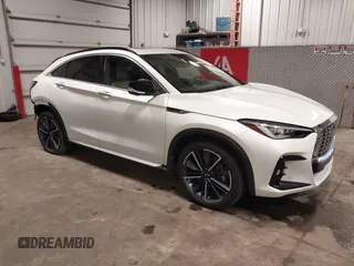 2023 Infiniti QX55 Essential with VIN 3PCAJ5KR3PF121093, listed as a IAAI auction lot 42286924 with 26,165 mi miles and . Bid and sale history available at DreamBid. Image 1.