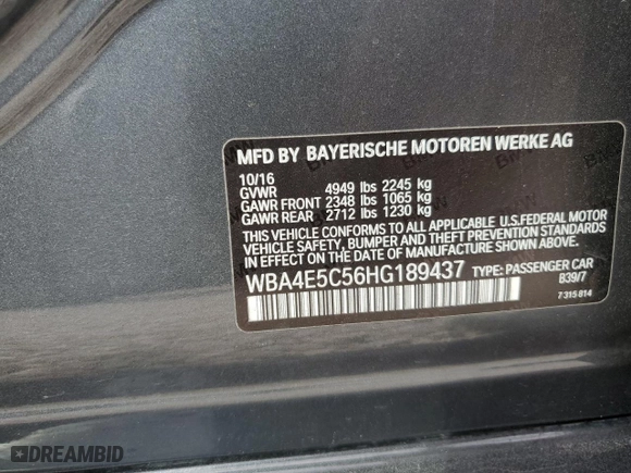 2017 BMW 4 Series 440i xDrive with VIN WBA4E5C56HG189437, listed as a Copart auction lot 44070615 with 66,793 mi miles and Salvage Title. Bid and sale history available at carsss.com. Image 14.