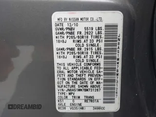 2011 Infiniti FX with VIN JN8AS1MW7BM731267, listed as a IAAI auction lot 41780959 with 236,675 mi miles and . Bid and sale history available at DreamBid. Image 9.