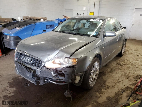 2008 Audi A4 2.0T with VIN WAUDF78E38A066506, listed as a Copart auction lot 46342365 with 185,002 mi miles and Salvage Title. Bid and sale history available at carsss.com. Image 1.