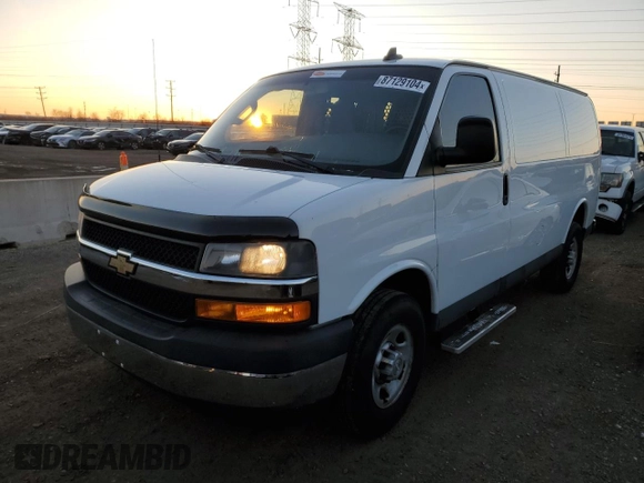 2019 Chevrolet Express Cargo with VIN 1GCWGAFP4K1284942, listed as a Copart auction lot 87129104 with 214,850 mi miles and Clean title. Bid and sale history available at DreamBid. Image 1.