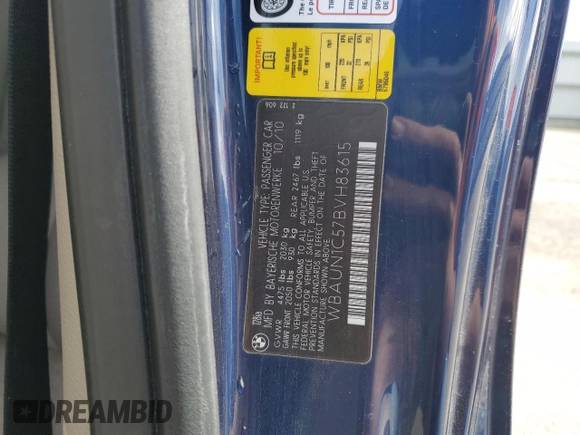 2011 BMW 1 Series 128i with VIN WBAUN1C57BVH83615, listed as a Copart auction lot 44755235 with 97,138 mi miles and Salvage title. Bid and sale history available at DreamBid. Image 14.