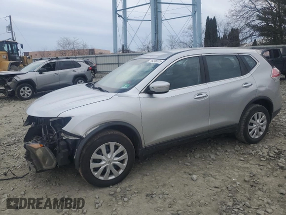 2015 Nissan Rogue S with VIN KNMAT2MV1FP591596, listed as a Copart auction lot 46546605 with 109,497 mi miles and Salvage Title. Bid and sale history available at carsss.com. Image 1.
