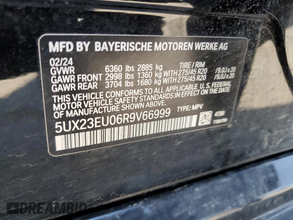 2024 BMW X5 xDrive40i z VIN 5UX23EU06R9V66999, wystawiony jako Copart lot #51369505 z przebiegiem Nie podano mil oraz Szkody całkowita. Historia ofert i sprzedaży dostępna na DreamBid. Obrazek 13.