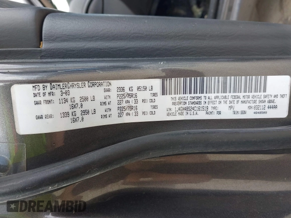 2004 Jeep Grand Cherokee Laredo z VIN 1J4GX48S24C161519, wystawiony jako IAAI lot #42127806 z przebiegiem Nie podano mil oraz . Historia ofert i sprzedaży dostępna na DreamBid. Obrazek 9.
