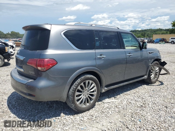 2015 Infiniti QX80 with VIN JN8AZ2NE5F9086764, listed as a Copart auction lot 65805134 with 154,333 mi miles and Salvage Title. Bid and sale history available at carsss.com. Image 3.