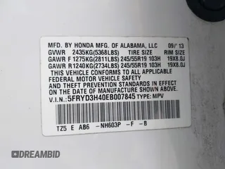 2014 Acura MDX Tech Pkg with VIN 5FRYD3H40EB007845, listed as a IAAI auction lot 39664732 with 79,420 mi miles. Bid and sale history available at carsss.com. Image 9.