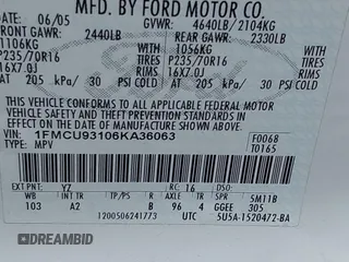 2006 Ford Escape XLT with VIN 1FMCU93106KA36063, listed as a IAAI auction lot 42610043 with 193,703 mi miles and . Bid and sale history available at DreamBid. Image 9.