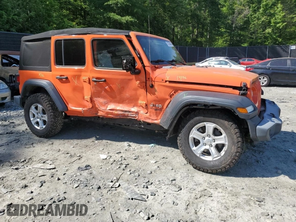 2019 Jeep Wrangler Unlimited Sport S with VIN 1C4HJXDG2KW516005, listed as a Copart auction lot 57330645 with 59,706 mi miles and Salvage title. Bid and sale history available at DreamBid. Image 4.