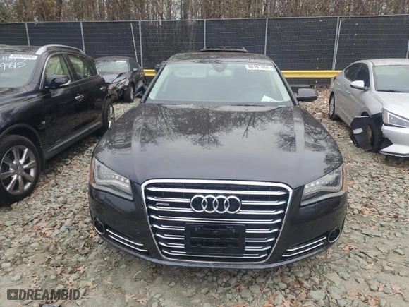 2012 Audi A8 L with VIN WAURVAFD6CN010884, listed as a Copart auction lot 80167464 with 82,127 mi miles and Salvage Title. Bid and sale history available at carsss.com. Image 5.