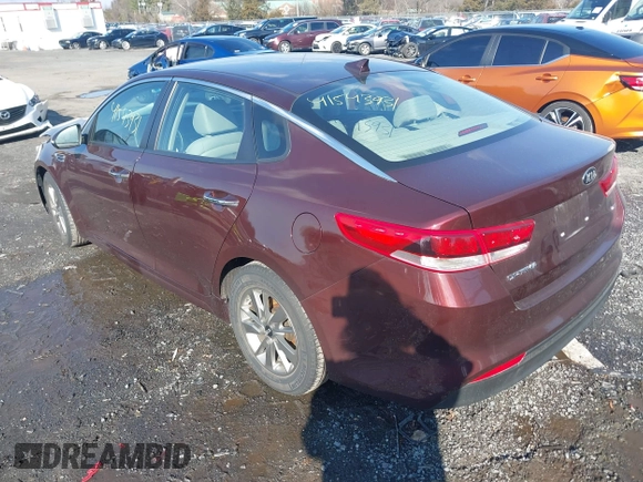 2016 Kia Optima LX Turbo with VIN 5XXGT4L14GG001906, listed as a IAAI auction lot 41543931 with 34,907 mi miles. Bid and sale history available at carsss.com. Image 3.