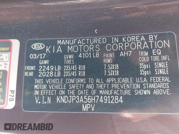 2017 Kia Soul + with VIN KNDJP3A56H7491284, listed as a IAAI auction lot 42019633 with 106,626 mi miles. Bid and sale history available at carsss.com. Image 9.