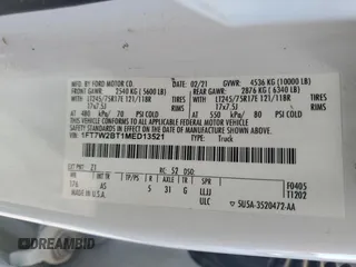 2021 Ford Super Duty F-250 SRW XL with VIN 1FT7W2BT1MED13521, listed as a Copart auction lot 42640905 with 0 mi miles and Salvage Title. Bid and sale history available at carsss.com. Image 12.