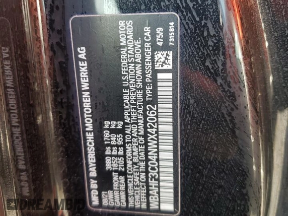 2022 BMW Z4 sDrive30i with VIN WBAHF3C04NWX42062, listed as a Copart auction lot 74989854 with 0 mi miles and Salvage Title. Bid and sale history available at carsss.com. Image 13.