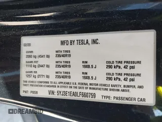 2020 Tesla Model 3 Standard Range Plus with VIN 5YJ3E1EA0LF660759, listed as a IAAI auction lot 41505250 with 63,322 mi miles and . Bid and sale history available at DreamBid. Image 9.