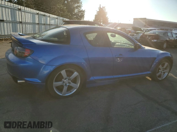 2004 Mazda RX-8 with VIN JM1FE173040110022, listed as a Copart auction lot 83032674 with 108,037 mi miles and Clean Title. Bid and sale history available at carsss.com. Image 3.