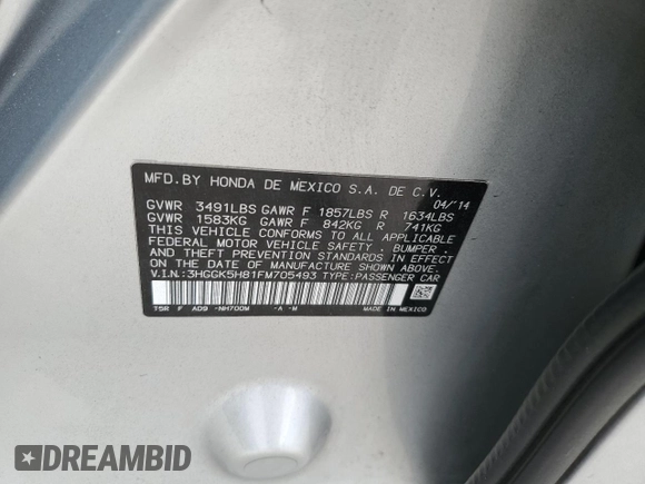 2015 Honda Fit EX-L with VIN 3HGGK5H81FM705493, listed as a Copart auction lot 44990535 with 105,121 mi miles and Salvage Title. Bid and sale history available at carsss.com. Image 15.