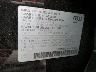 2019 Audi Q3 Premium Plus with VIN WA1BECF39K1079706, listed as a Copart auction lot 43796845 with 33,521 mi miles and Salvage Title. Bid and sale history available at carsss.com. Image 13.