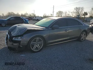 2015 Audi A8 L 4.0T with VIN WAU32AFD4FN041442, listed as a Copart auction lot 43708295 with 132,579 mi miles and Salvage Title. Bid and sale history available at carsss.com. Image 1.