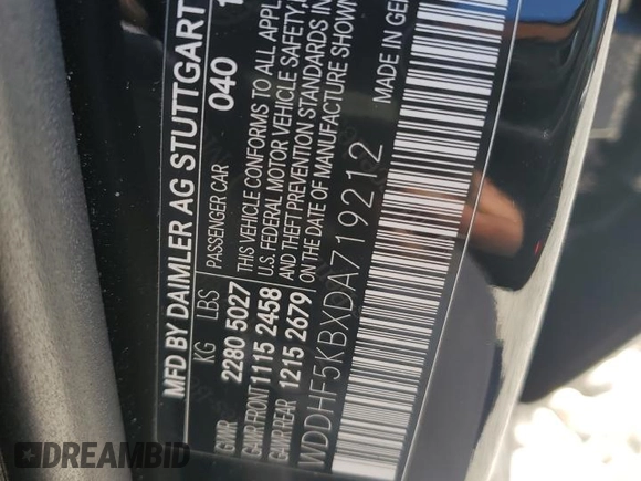 2013 Mercedes-Benz E 350 Luxury with VIN WDDHF5KBXDA719212, listed as a Copart auction lot 46988825 with 131,364 mi miles and Salvage Title. Bid and sale history available at DreamBid. Image 14.
