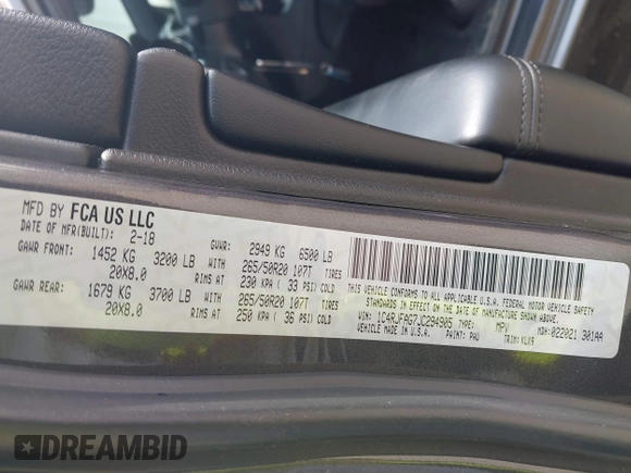 2018 Jeep Grand Cherokee Laredo E with VIN 1C4RJFAG7JC294905, listed as a IAAI auction lot 42452977 with 75,916 mi miles and . Bid and sale history available at DreamBid. Image 9.