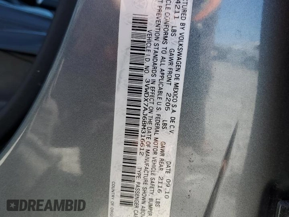 2011 Volkswagen Jetta SE с VIN 3VWDX7AJ6BM316612, выставлен на аукционе Copart как лот 46415495 с пробегом 147 179 миль миль и Списание • Salvage title. История ставок и продаж доступна на DreamBid. Изображение 14.