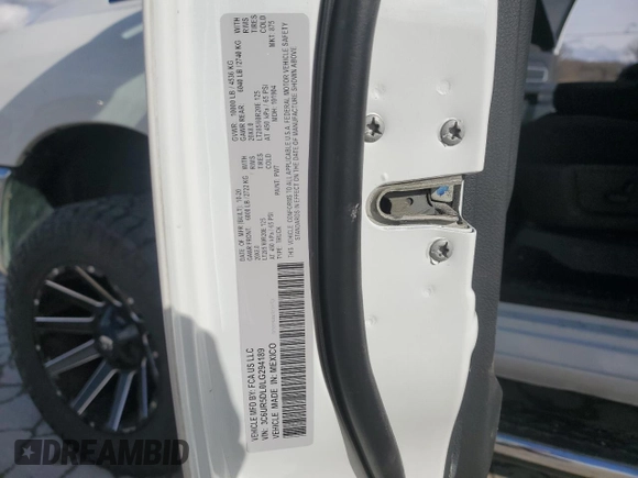 2020 Ram 2500 Big Horn with VIN 3C6UR5DL0LG294189, listed as a Copart auction lot 43410485 with 80,007 mi miles and Salvage title. Bid and sale history available at DreamBid. Image 12.