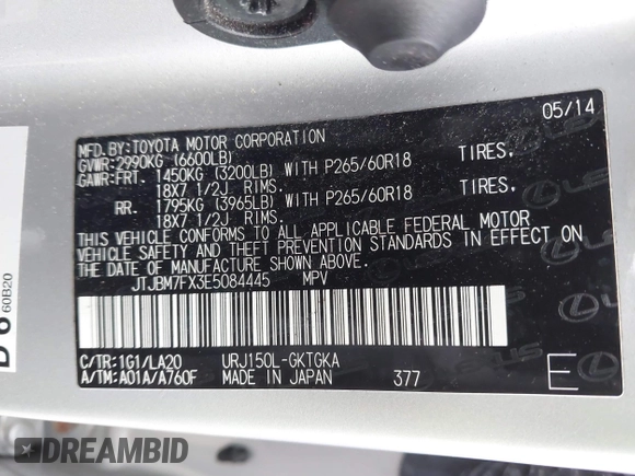 2014 Lexus GX with VIN JTJBM7FX3E5084445, listed as a IAAI auction lot 40640676 with 77,486 mi miles. Bid and sale history available at carsss.com. Image 9.