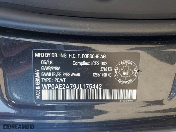 2018 Porsche Panamera 4 E-Hybrid with VIN WP0AE2A79JL175442, listed as a Copart auction lot 51352264 with 142,343 mi miles. Bid and sale history available at carsss.com. Image 13.