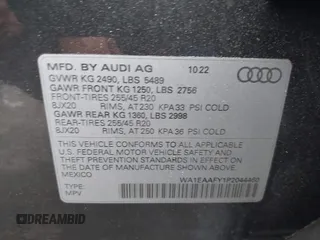 2023 Audi Q5 S line Premium Plus z VIN WA1EAAFY1P2044460, wystawiony jako IAAI lot #42003132 z przebiegiem 28 434 mil mil oraz . Historia ofert i sprzedaży dostępna na DreamBid. Obrazek 9.