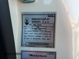2016 Maserati GranTurismo Convertible Sport with VIN ZAM45VMA5G0160481, listed as a Copart auction lot 85695884 with 22,817 mi miles and Salvage Title. Bid and sale history available at carsss.com. Image 12.