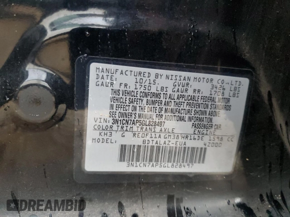 2016 Nissan Versa S Plus z VIN 3N1CN7AP5GL828497, wystawiony jako Copart lot #62606245 z przebiegiem 117 959 mil mil oraz Szkoda całkowita • Salvage title. Historia ofert i sprzedaży dostępna na DreamBid. Obrazek 12.