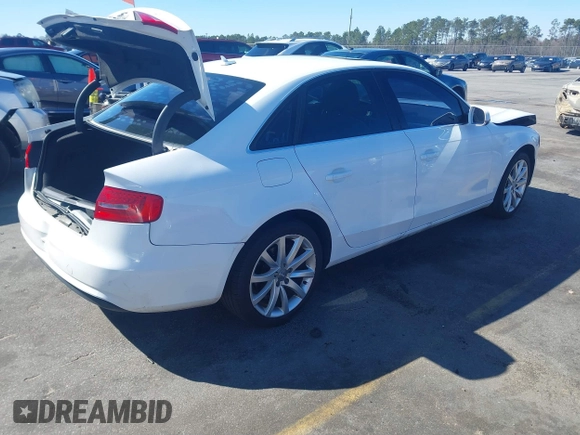 2013 Audi A4 Premium with VIN WAUAFAFL2DN049345, listed as a IAAI auction lot 41731822 with 195,719 mi miles. Bid and sale history available at carsss.com. Image 4.