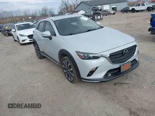 2019 Mazda CX-3 Grand Touring with VIN JM1DKFD74K0450470, listed as a IAAI auction lot 41907856 with 52,625 mi miles. Bid and sale history available at carsss.com. Image 1.
