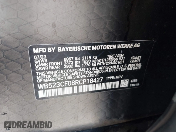 2024 BMW iX xDrive50 z VIN WB523CF08RCP18427, wystawiony jako IAAI lot #42001711 z przebiegiem 15 744 mil mil oraz . Historia ofert i sprzedaży dostępna na DreamBid. Obrazek 9.