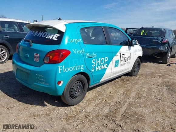 2015 Mitsubishi Mirage DE with VIN ML32A3HJ1FH031355, listed as a IAAI auction lot 41747772 with 96,234 mi miles. Bid and sale history available at carsss.com. Image 4.