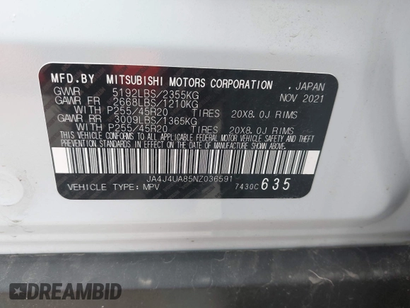 2022 Mitsubishi Outlander SE z VIN JA4J4UA85NZ036591, wystawiony jako IAAI lot #42106573 z przebiegiem 37 467 mil mil oraz . Historia ofert i sprzedaży dostępna na DreamBid. Obrazek 9.