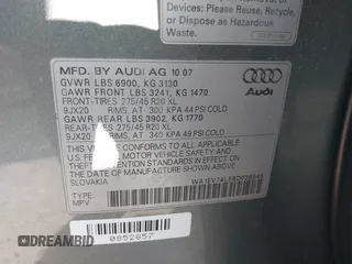 2008 Audi Q7 Premium с VIN WA1EV74L58D028945, выставлен на аукционе IAAI как лот 42681836 с пробегом 156 196 миль миль и . История ставок и продаж доступна на DreamBid. Изображение 9.